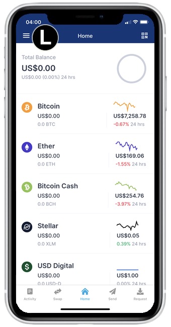 blockchain app menu