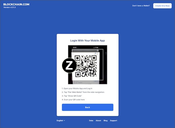 blockchain wallet login via mobile